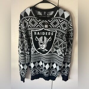 NFL Raiders Black and Gray Crewneck Knit Sweater
